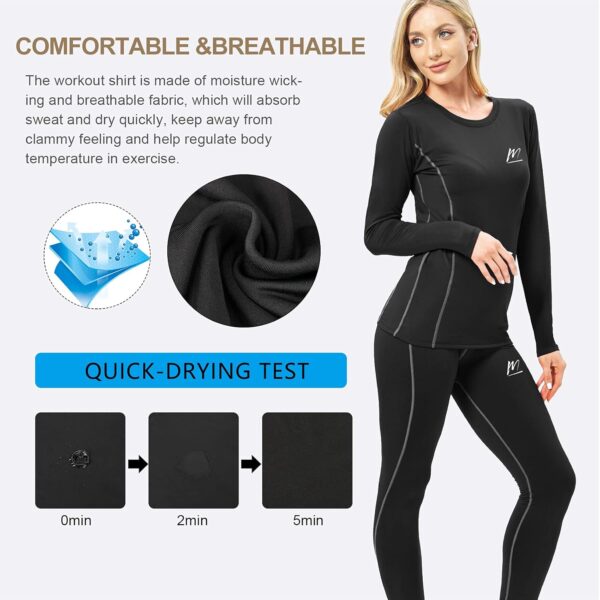 Thermal Underwear for Women, Winter Warm Base Layer Compression Set, Fleece Lined Long Johns Running Skiing