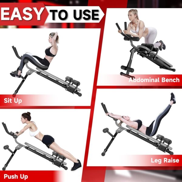 Bigzzia Ab Machine, Ab Workout Equipment Machine for Stomach Workout Foldable Abdominal Trainer for Home Gym Adjustable Ab Exercise Bench Crunch Machine for Core Abdomen