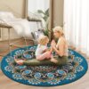 Round Meditation Pilates Yoga Mat Luxury Suede Large Yoga Mat Natural Rubber Non-Slip Base is ery Suitable for Meditation, Stretching, Yoga Environmental Protection, Fitness Exercise, Home and Outdoor. 140CM Diameter