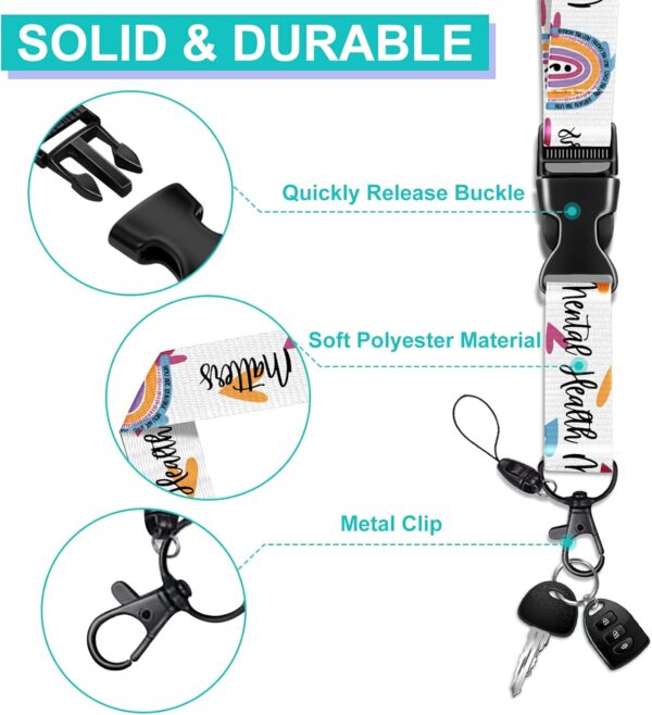Plifal ID Badge Holder with Lanyard and Retractable Badge Reel Clip, Rainbow Mental Health Matters Card Name Tag Lanyard Vertical ID Protector Bage Clips for Nurse Nursing Psychologist Doctor Student