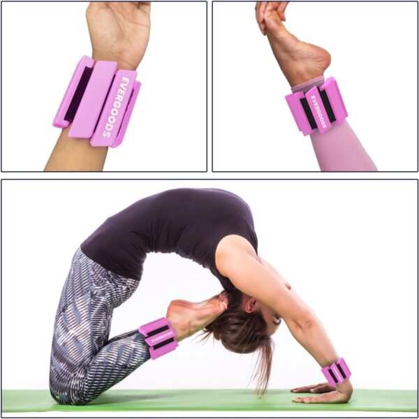 Wrist and Ankle Weights for Women and Men, Set of 2 (1lb Each) Wrist Weights with Sweatband, Adjustable Strap Leg Weights Perfect for Yoga, Pilates, Dance, Pool Workouts, and Jogging