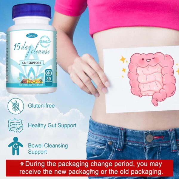 15 Day Cleanse Gut Support 1 Pack | Colon Broom, Detox Supplement with Senna, Cascara Sagrada & Psyllium Husk, for Men and Women | 30 Capsules