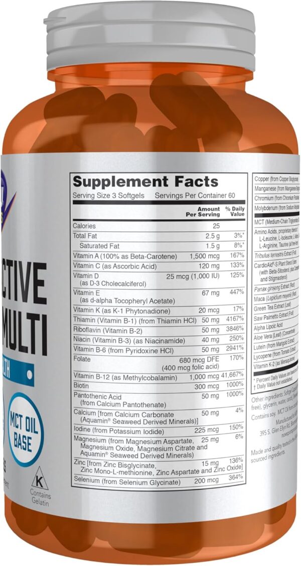 NOW Foods Sports Nutrition, Men's Extreme Sports Multi with Free-Form Amino Acids, ZMA®, Tribulus, MCT Oil, and Herbal Extracts, 180 Softgels