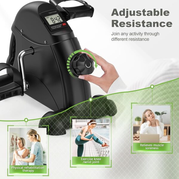 Mini Exercise Bike, Under Desk Bike Pedal Exerciser for Arm/Leg Exercise, Adjustable Resistance with LCD Screen Display for Home/Office Workout