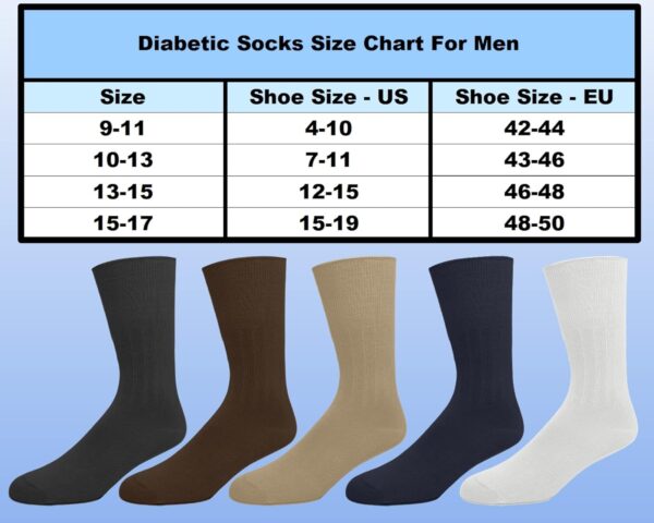 EMEM Apparel Men's Diabetic Dress Crew Cotton Socks | Non-Binding Loose Top | Seamless Toe | 3-Pair | Big and Tall Available