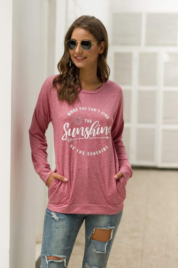 Muicy Womens Sunshine Shirt Casual Long Sleeve Shirt Tops Trendy Loose Fit Sweatshirts Tunic Tops with Pockets