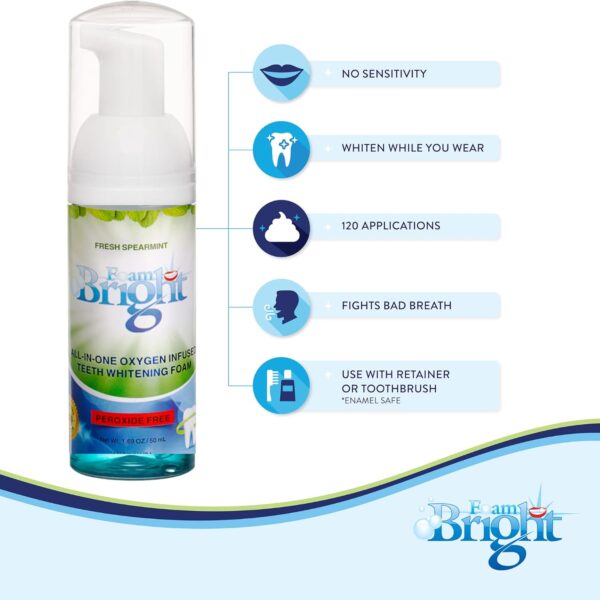 Aligner Cleaner & Retainer Cleaner Foam Bright, Teeth Whitening Foam, Great for Invisalign, Candid, Byte, Night Guard, Mouth Guard, Dentures, Whitener, Toothpaste & Braces Cleaner, Peroxide Free
