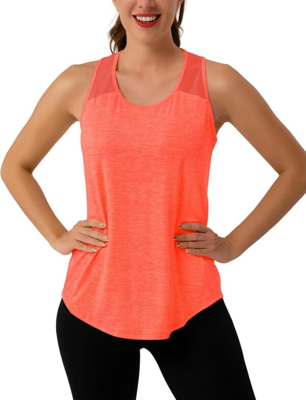 Aeuui Womens Workout Tops Sleeveless Racerback Tank Tops Mesh Yoga Athletic Running Shirts Gym Clothes for Women