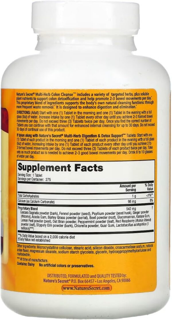 Nature's Secret Multi-Herb Colon Cleanse, 275 Tablets