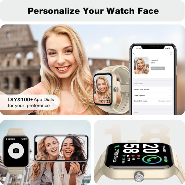 Fitpolo Smart Watch for Men Women,1.8” Touchscreen, Bluetooth Call, Alexa Built-in,24/7 Heart Rate SpO2 Monitor, Step Counting, Sleep Tracking,IP68 Waterproof Fitness Tracker Watch for Android iPhone
