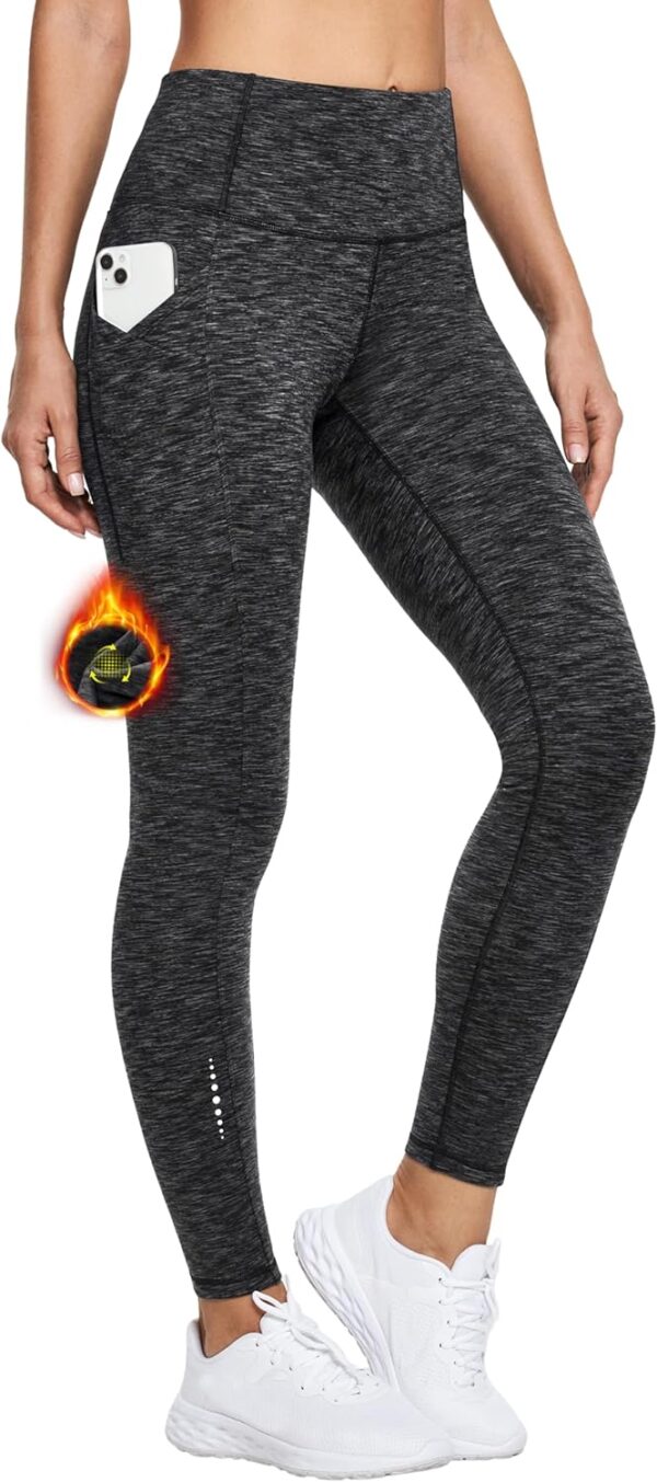 Ewedoos Womens Fleece Lined Leggings Water-Resistant Thermal Winter Fleece Leggings for Women with Pockets Ski Hiking