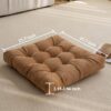 Floor Pillow, Square Floor Seating Pillow Cushion, Meditation Yoga Seat Kneeling Pillows Cushions Mat Pad, Solid Thick Tufted for Living Room, Balcony, Outdoor, 21.7x21.7 Inch (Orange)