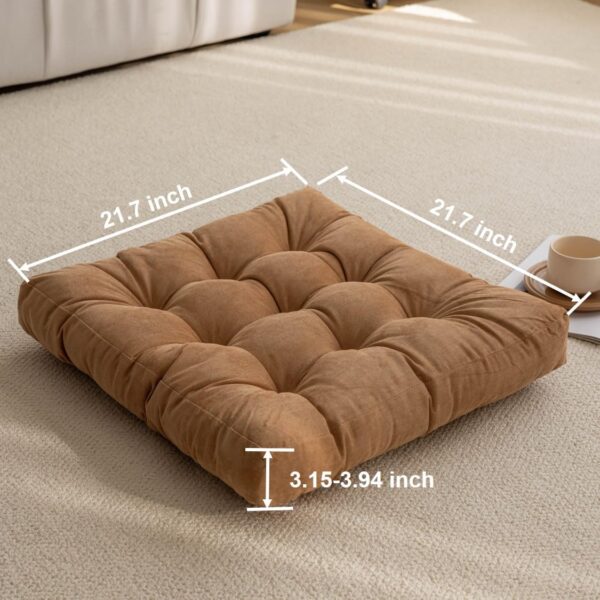 Floor Pillow, Square Floor Seating Pillow Cushion, Meditation Yoga Seat Kneeling Pillows Cushions Mat Pad, Solid Thick Tufted for Living Room, Balcony, Outdoor, 21.7x21.7 Inch (Orange)