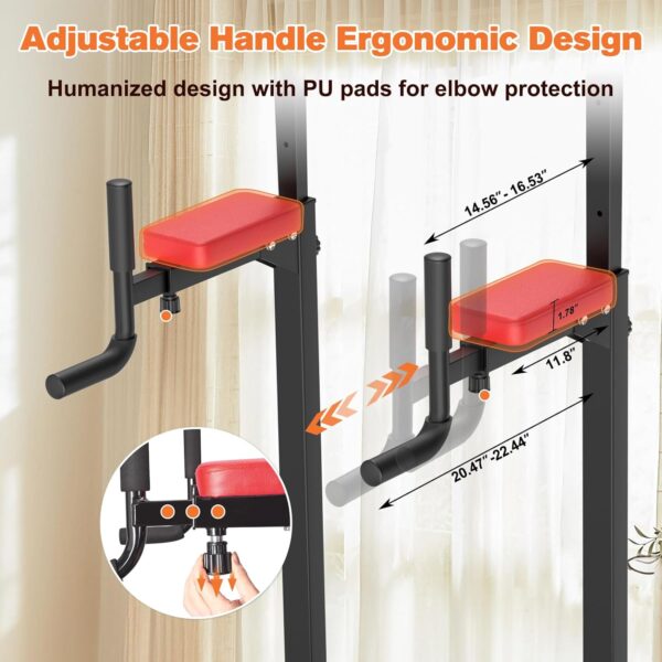 RELIFE REBUILD YOUR LIFE Power Tower Pull Up Bar Dip Station for Home Gym Adjustable Height Strength Training Workout Equipment