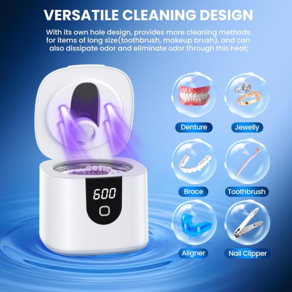 Ultrasonic Retainer Cleaner, 45kHz Retainer Cleaner Machine with 4 Modes Digital Timer, 200ML Denture Cleaner with Mouth Guards, Braces, Toothbrush Heads, Jewelry