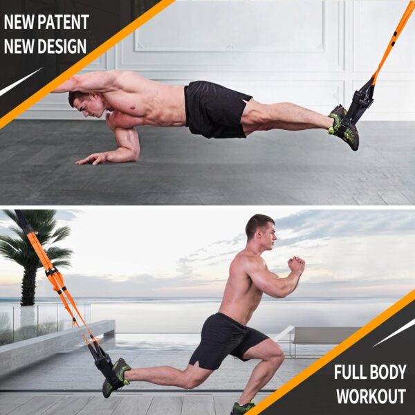 Moulyan Bodyweight Resistance Training Straps,Suspension Training Straps Complete Home Gym Fitness Trainer kit for Full-Body Workout Easy Setup Gym Home Outdoors