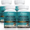2400 MG Liposomal Glutathione Softgels, Max Absorption, Active Form L-Glutathione Reduced (GSH), with Hyaluronic Acid, Resveratrol, Master Antioxidants for Detox, Brain, Immune System, 240 Softgels
