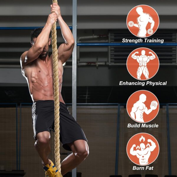 Climbing Rope 1.5" Diameter Gym Climbing Rope for Adults,20FT,25FT,30FT Length Strength Training Workout Climbing Rope,Physical Education Fitness Equipment, Home Workout