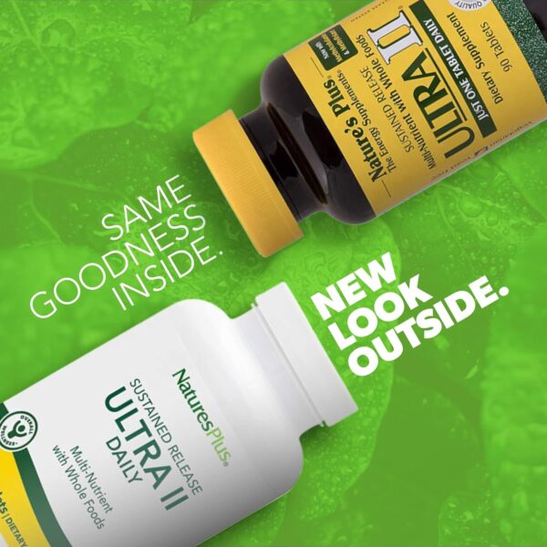 NaturesPlus Ultra II Multivitamin, Sustained Release - 90 Vegetarian Tablets - Daily Whole Food Vitamin & Mineral Supplement for Overall Health - Natural Energy Booster - 90 Servings
