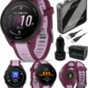 Wearable4U Garmin Forerunner 165 Music Running Smartwatch, Colorful AMOLED Touchscreen, Training Metrics and Recovery Insights Includes PowerPack +Adapters Bundle, Berry/Lilac