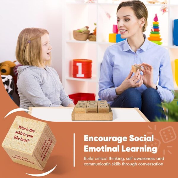 Garybank Sharing Joy Talking Tic Tac Toe Therapy Games for Teens Kids, Great Conversation Starter - Building Relationship, School Game for Counselors Gifts, Wooden Blocks for Family Conversation Night