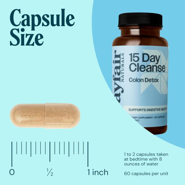 30 Day Supply,15 Day Cleanse Colon Detox, 60 Capsules (30 Servings), Natural Laxative for Constipation and Digestive Health Supplement, Dietary Supplement