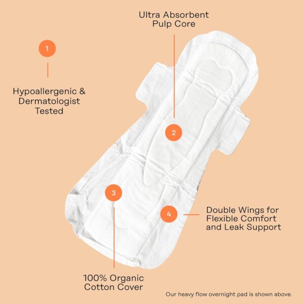 The Honey Pot Company - Herbal Sanitary Pads for Women - Heavy Flow Overnight w/Wings - Infused w/Essential Oils for Cooling Effect & Organic Cotton Cover - Feminine Care - FSA & HSA - 16 ct