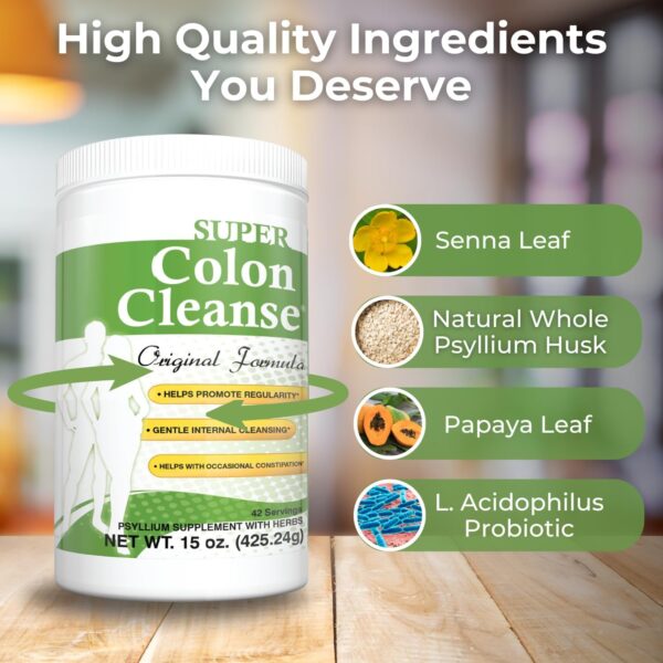 Health Plus Super Colon Cleanse Original Formula (1991-2018), 15 oz Powder, 42 Servings - Natural Detox, Digestive Support, Constipation Relief & Gentle Gut Cleanse