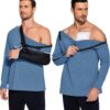Deyeek Micro Fleece Post Shoulder Surgery Recovery Shirts For Men Chemo Port Access Shirt Snap Full Tear Away Long Sleeve