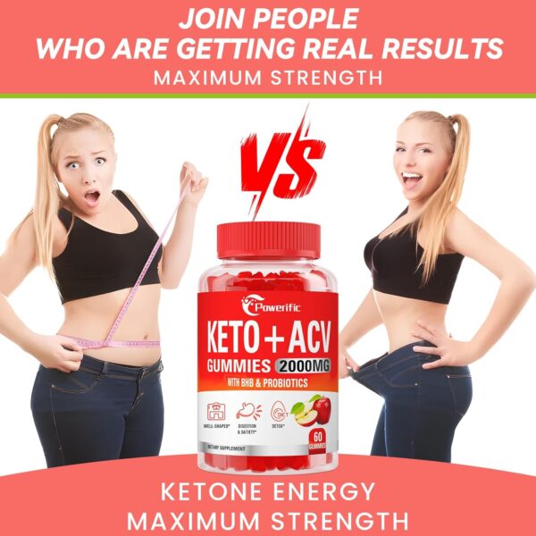 Apple Cider Vinegar Keto ACV Gummies with Mother, Max Strength Advanced 2000mg with Probiotics & Vitamin B12, for Digestion, Metabolism, Cleanse & Detox Diet, 60 Count