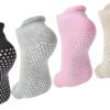 4 Pairs Non Slip Yoga Socks, Women Grips Socks for Pilates Barre Home Workout Hospital Anti Skid Socks for Men