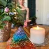 Orgonite Crystal Handmade Seven Chakra Gemstone Pyramid - Orgone Chakra Healing Stone Pyramids for Spiritual Healing, Meditaion, Yoga, Reiki Gifts, Office and Home Decor