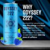 Odyssey 222 Energy Drink, Pre Workout, 222mg Caffeine, Clean Energy Drinks, L Theanine, Lions Mane, Cordyceps & Green Tea for Energy, Focus & Mood Boost, Low Calorie, Blue Raspberry, 12 Fl oz, 12 Pack
