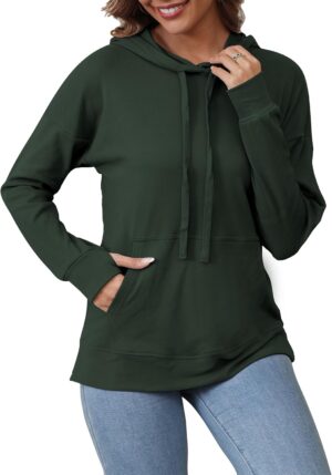 Hoodies for Women Sweatshirt Loose Batwing Sleeve Thumbhole Fall Sweaters with Pockets