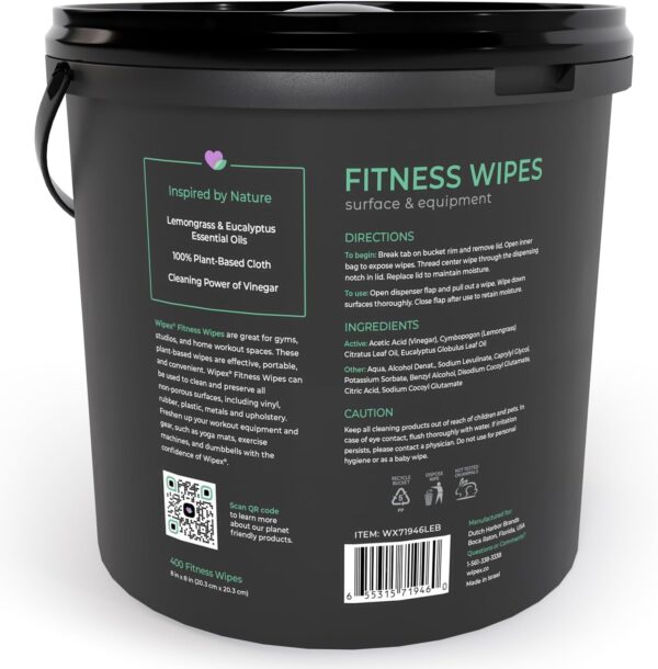 Wipex Gym Wipes Fitness Equipment Wipes, Plant-Based Cloth - Lemongrass, Eucalyptus and Vinegar Wipes to Clean Surfaces, Safe Yoga Mat Cleaner Wipes, All Purpose Gym Cleaner, 400 Count