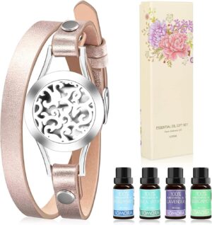 Gifts for Women - Mother‘s Day Gifts for Mom, Aromatherapy Essential Oil Diffuser Bracelet Gift Set, Xmas Christma s Gifts for Women, Birthday Gifts for Women, Mom, Best Friend, Sister, Wife, Gold