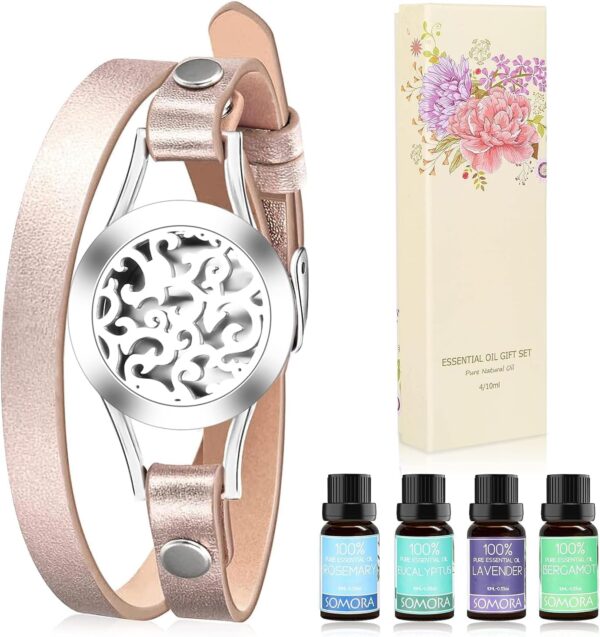 Gifts for Women - Mother‘s Day Gifts for Mom, Aromatherapy Essential Oil Diffuser Bracelet Gift Set, Xmas Christma s Gifts for Women, Birthday Gifts for Women, Mom, Best Friend, Sister, Wife, Gold