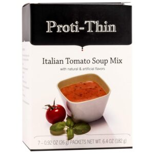 Proti-Thin High Protein Italian Tomato Soup, Healthy Instant Diet Soup Mix, 15g Protein, Low Calorie, Low Carb, Low Fat, Sugar Free, Gluten-Free KETO Diet Friendly, 1 Pack of 7 Servings