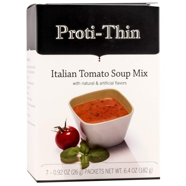 Proti-Thin High Protein Italian Tomato Soup, Healthy Instant Diet Soup Mix, 15g Protein, Low Calorie, Low Carb, Low Fat, Sugar Free, Gluten-Free KETO Diet Friendly, 1 Pack of 7 Servings