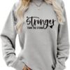 QYZ-Top Stronger Than The Storm Long Sleeve Sweatshirt Inspirational Positive Quotes Motivational Graphic Pullover Sweater