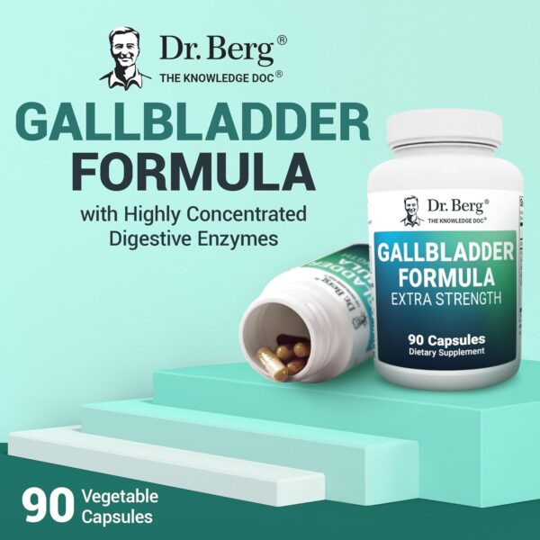 Dr. Berg Gallbladder Formula Extra Strength - Made w/Purified Bile Salts & Digestive Enzymes - Includes Carefully Selected Digestive Herbs - Full 45-Day Supply - 90 Capsules