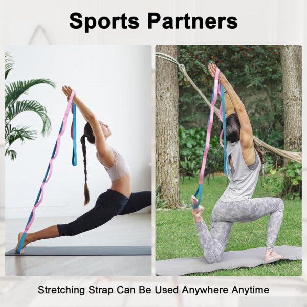 Yoga Strap for Stretching Inelastic Soft Polyester Cotton Stretch Out Band for Exercise, Yoga, Pilates and Dance for Men and Women