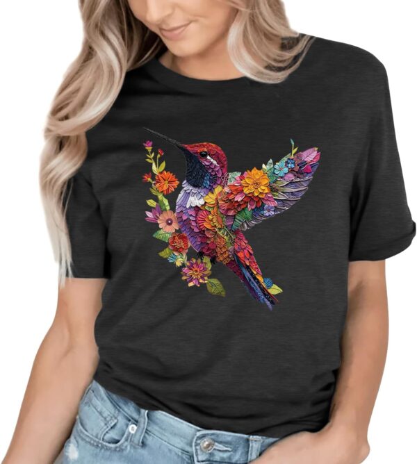Hummingbird Shirts for Women Vintage Tee Summer Graphics Tee Shirt Floral Tops Womens Loose Life T-Tops