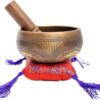 Tibetan Singing Bowl Set - Easy To Play Authentic Handcrafted For Meditation Sound Chakra Yoga Healing 4 Inches By Himalayan Bazaar (Brown and Maroon)