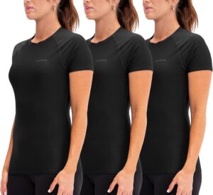 DEVOPS 3 Pack Women's Compression Shirt Dry Fit Short Sleeve Running Athletic T-Shirt Workout Tops