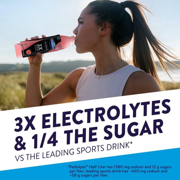 Pedialyte Electrolyte Solution, Strawberry, Hydration Drink, 12 bottles, half liter each