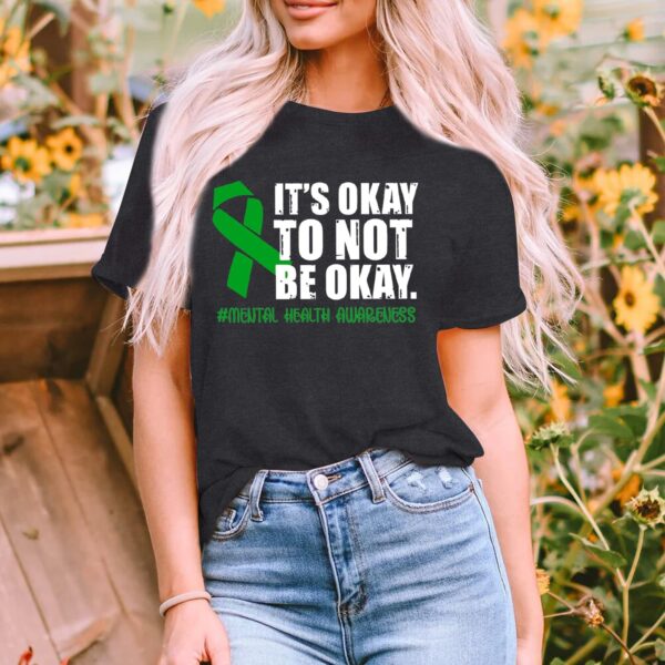 MAIHUN Womens Green Ribbon Awareness Shirts Mental Health Matters Tshirt Inspirational Tee Top