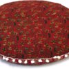 CRAFT KALA 32 Inch Large Hippie Boho Mandala Meditation Home Floor Pillow Cushion Pouf Cover Round Poufs Cover Bohemian Circle Floor Cushion Cover Case for Outdoor Yoga Living Room Decor (Red Mirchi)