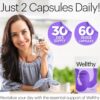 Wellthy Full Body Detox and Immune Support - Advanced Digestive Health, Gut Cleanse and Bloating Relief - All Natural Formula with Milk Thistle, Dandelion Extract and L-Carnitine | 30-Day Supply