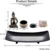 Jovivi Zen Garden Set Buddha Statue w/Tealight Candle Holder, Rocks & Incense Burner Holder & Wood Tray for Yoga Meditation Home Table Decor Gift